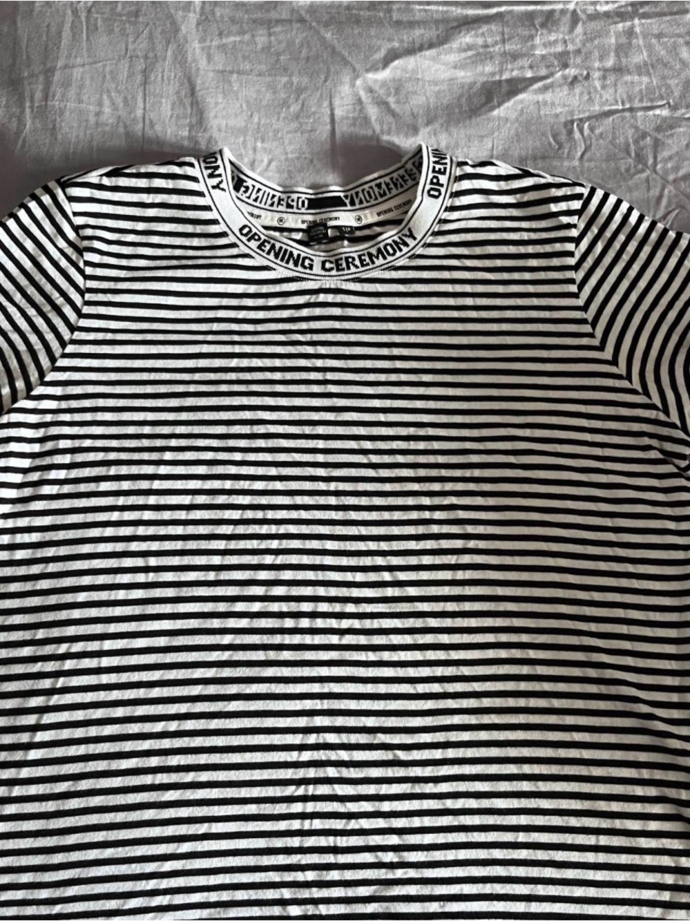 Opening Ceremony Black & White Striped Short-Sleeve Tee
